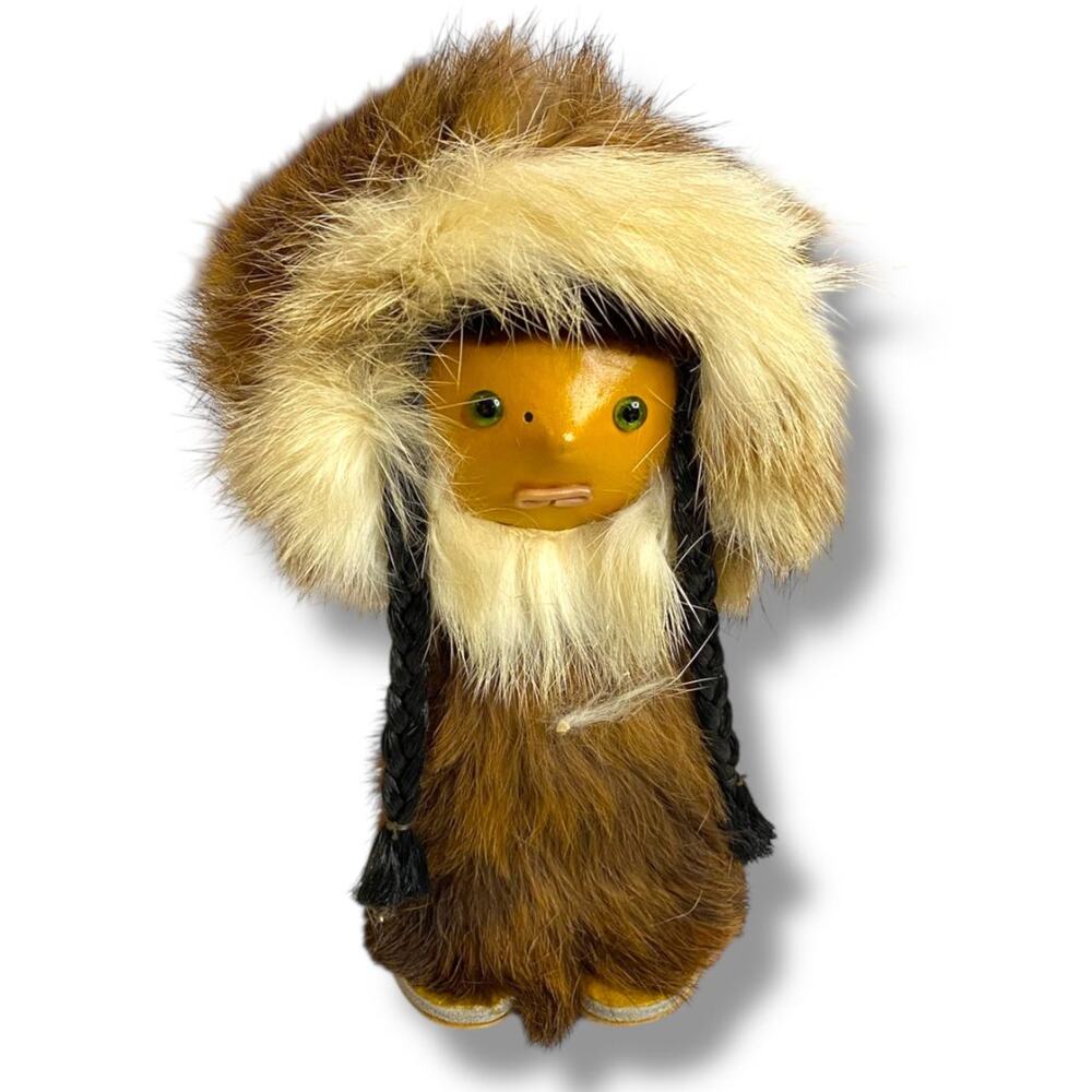 Vintage Illfelder Toy Co. Eskimo Inuit Rabbit Fur Leather Jacket 5.5"
